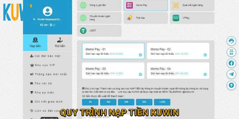 Quy trình nạp tiền Kuwin